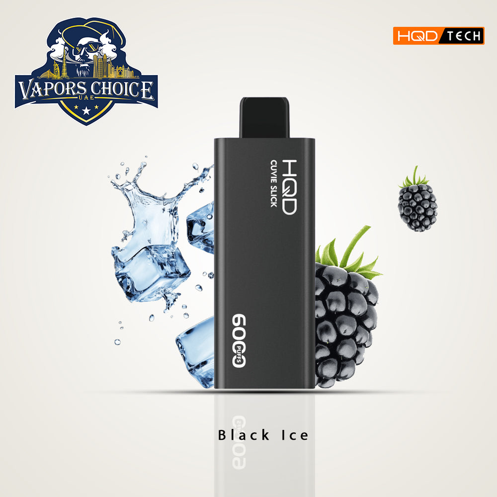 HQD CUVIE SLICK (50mg & 0mg) 6000 PUFFS - DISPOSABLE VAPE Black Ice UAE Abu Dhabi & Dubai